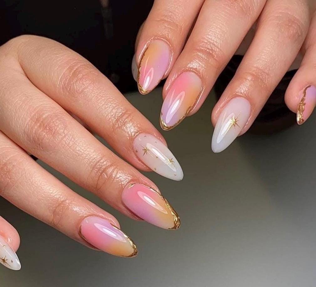 Handmade Press On Nails: Luxury, Almond Round Short, Hand Painted Custom, Gel