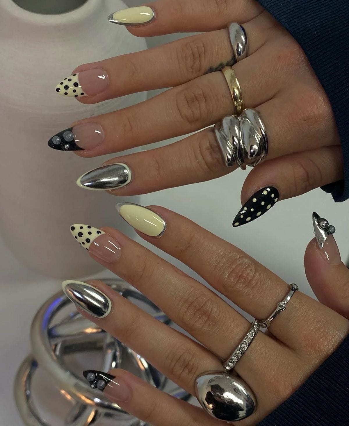 Handmade Press On Nails: Luxury, Almond Round Short, Hand Painted Custom, Gel