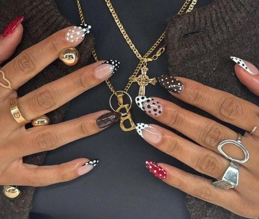 Handmade Press On Nails: Luxury, Almond Round Short, Hand Painted Custom, Gel