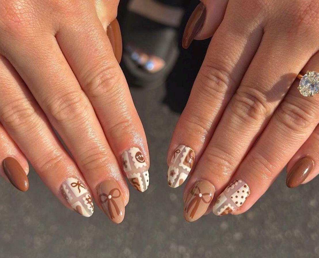 Handmade Press On Nails: Glue Ons, Almond Round Short, Hand Painted, Halloween Fall Dark