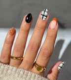 Handmade Press On Nails: Glue Ons, Almond Round Short, Hand Painted, Halloween Fall Dark