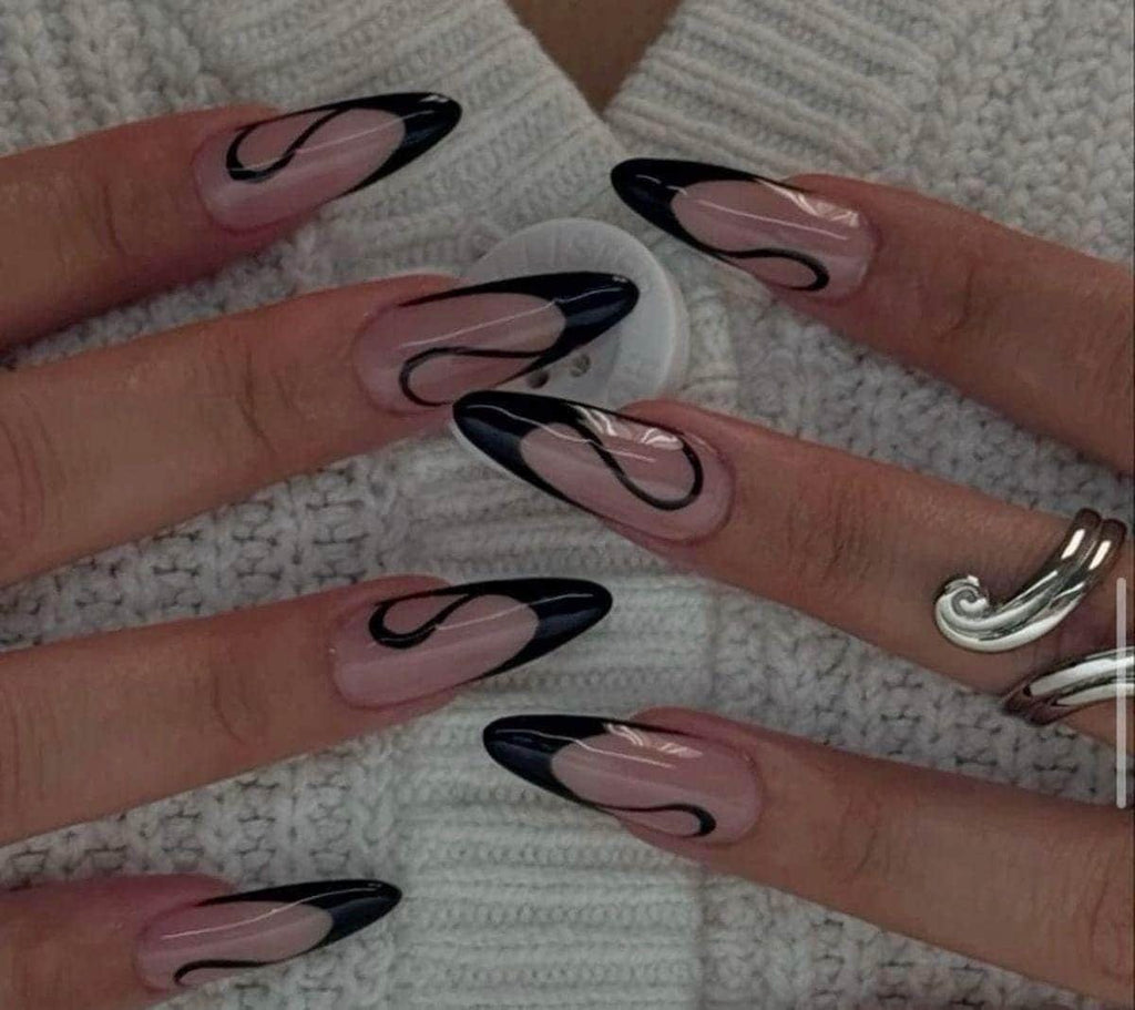 Handmade Press On Nails: Glue Ons, Almond Round Short, Hand Painted, Halloween Fall Dark