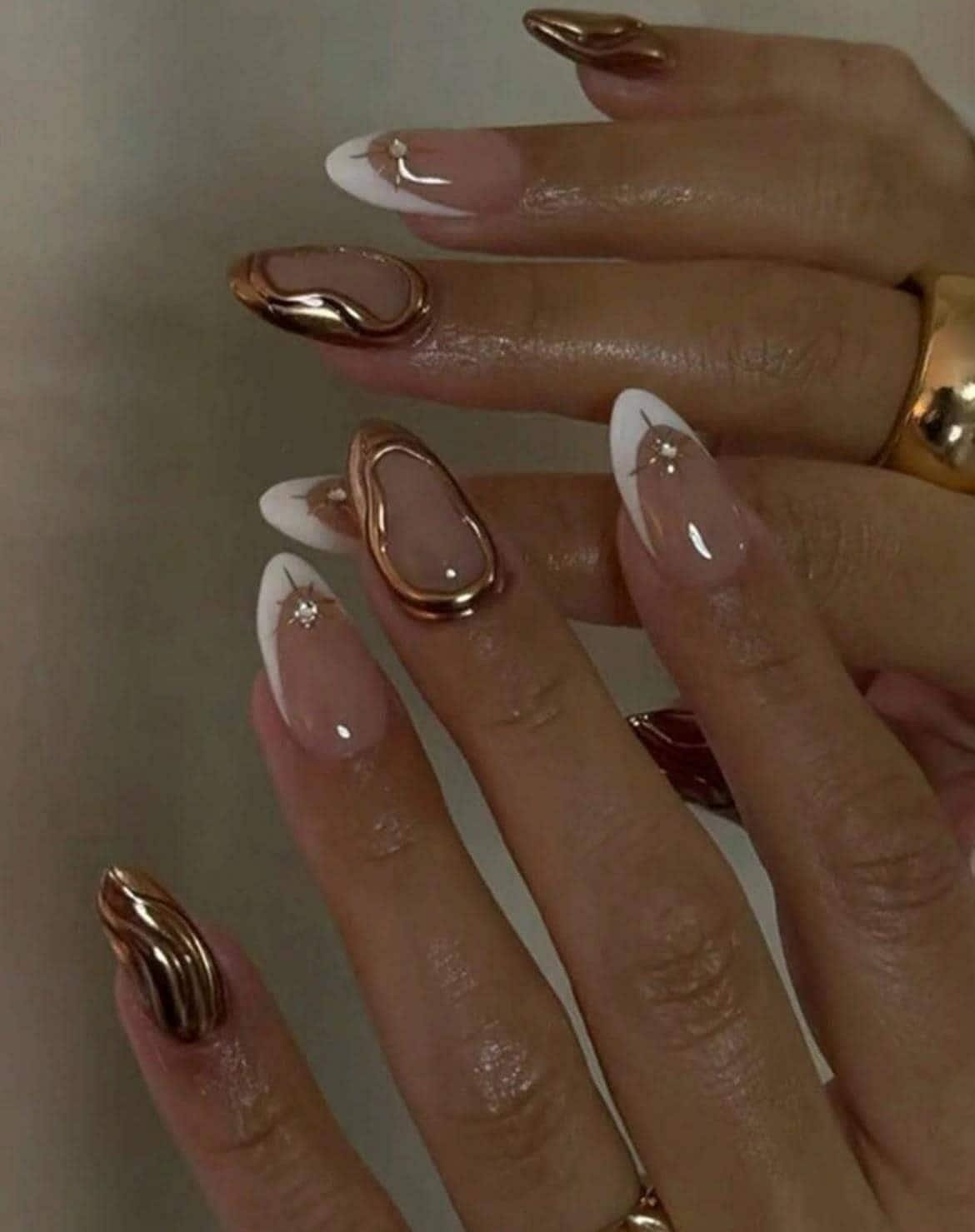 Handmade Press On Nails: Luxury, Almond Round Short, Hand Painted Custom, Gel