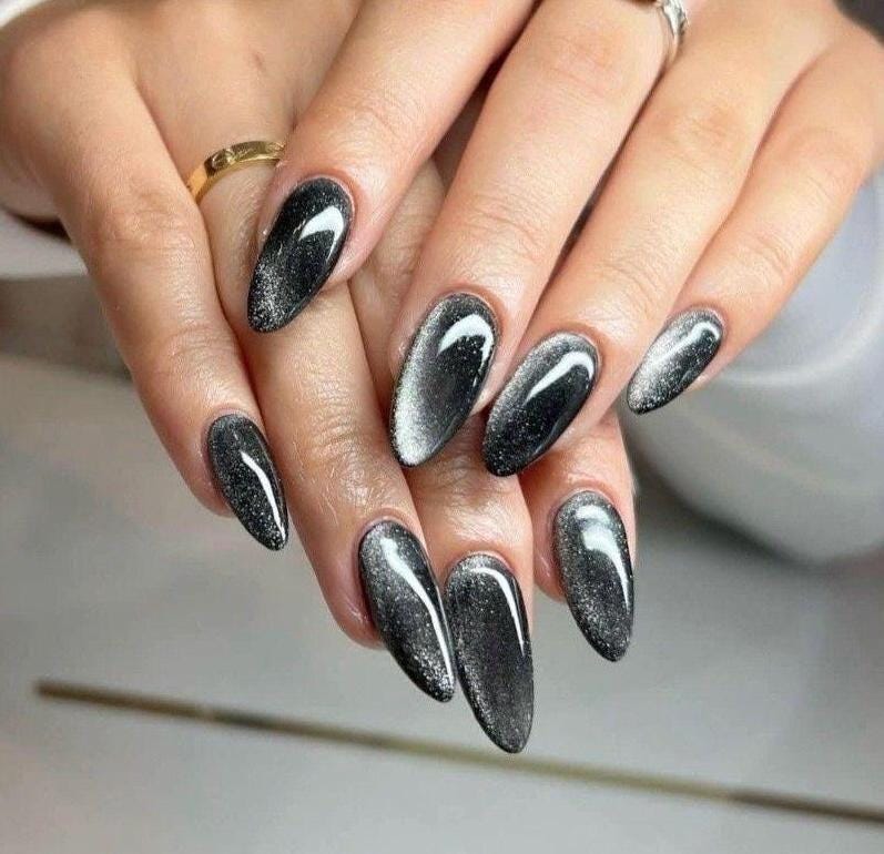 Handmade Press On Nails: Glue Ons, Almond Round Short, Hand Painted, Halloween Fall Dark