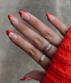 Handmade Press On Nails: Glue Ons, Gel, Almond Round Short, Xmas Winter Christmas