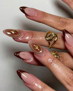 Handmade Press On Nails: Luxury, Almond Round Short, Hand Painted Custom, Gel