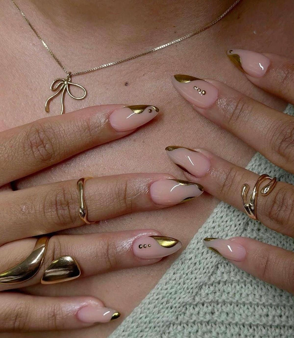 Handmade Press On Nails: Luxury, Almond Round Short, Hand Painted Custom, Gel