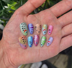 Handmade Press On Nails: Luxury, Almond Round Short, Hand Painted Custom, Gel