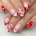 Handmade Press On Nails: Luxury, Almond Round Short, Hand Painted Custom, Gel