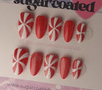 Handmade Press On Nails: Glue Ons, Acrylic Gel, Almond Round Short, Xmas Winter Christmas
