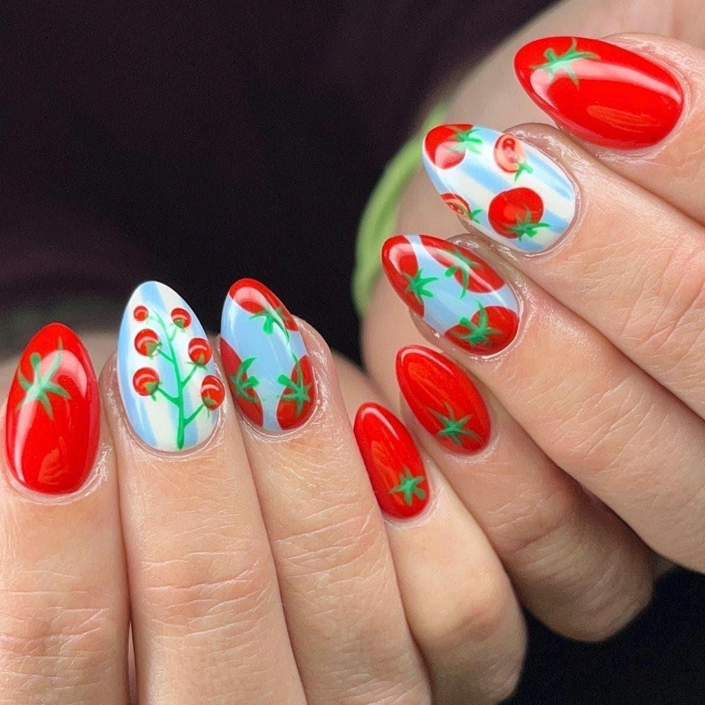 Handmade Press On Nails: Luxury, Almond Round Short, Hand Painted Custom, Gel