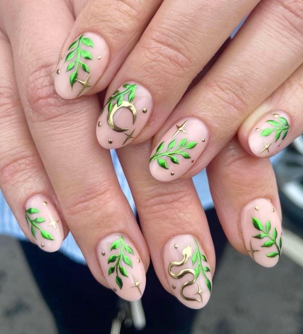 Handmade Press On Nails: Luxury, Almond Round Short, Hand Painted Custom, Gel