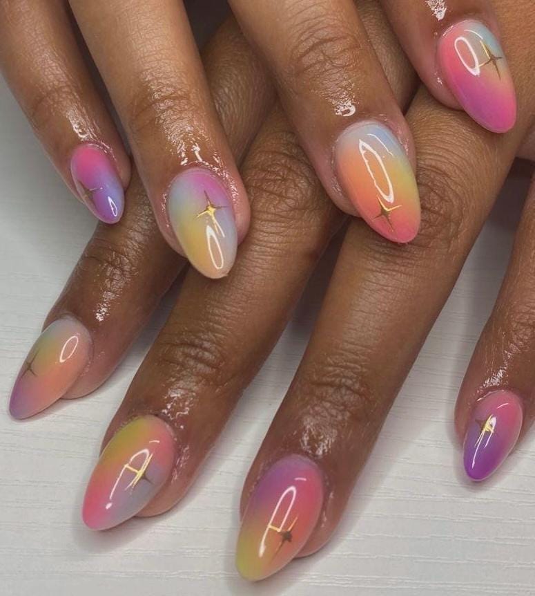 Handmade Press On Nails: Luxury, Almond Round Short, Hand Painted Custom, Gel