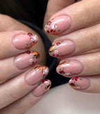 Handmade Press On Nails: Glue Ons, Almond Round Short, Hand Painted, Halloween Fall Dark