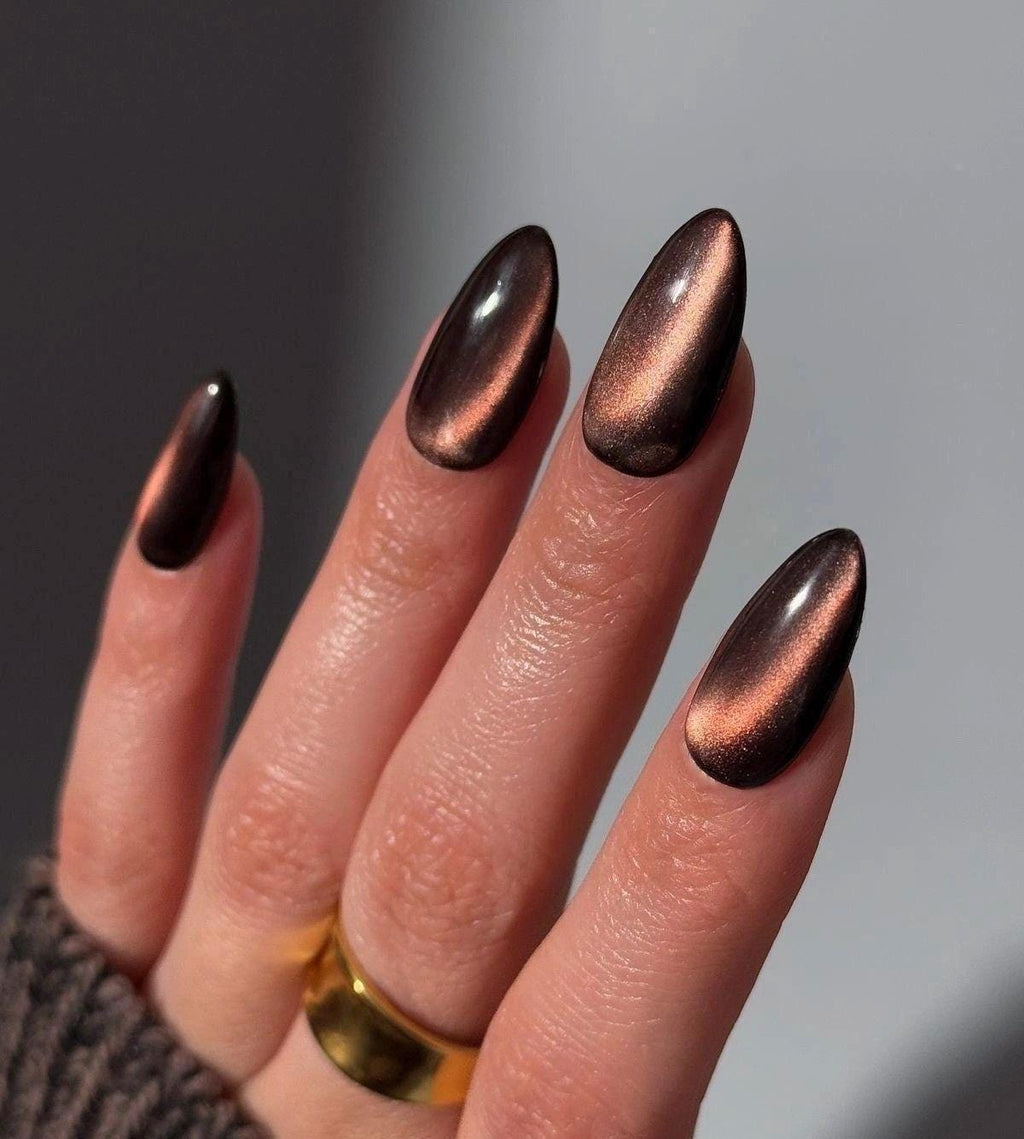 Handmade Press On Nails: Glue Ons, Almond Round Short, Hand Painted, Halloween Fall Dark