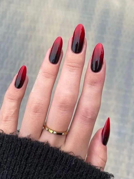 Handmade Press On Nails: Glue Ons, Almond Round Short, Hand Painted, Halloween Fall Dark