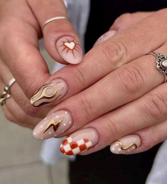 Handmade Press On Nails: Glue Ons, Almond Round Short, Hand Painted, Halloween Fall Dark