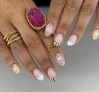 Handmade Press On Nails: Luxury, Almond Round Short, Hand Painted Custom, Gel