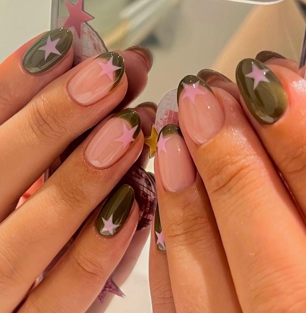 Handmade Press On Nails: Luxury, Almond Round Short, Hand Painted Custom, Gel