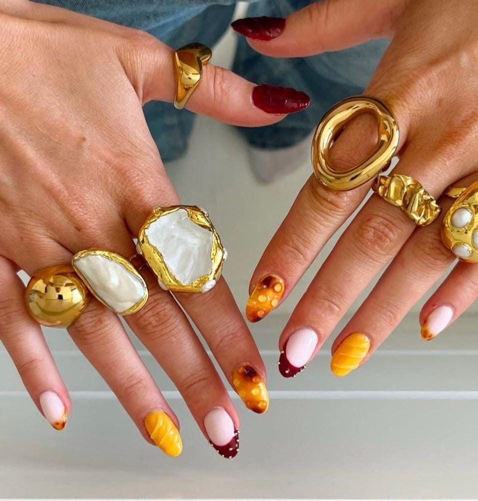 Handmade Press On Nails: Glue Ons, Almond Round Short, Hand Painted, Halloween Fall Dark