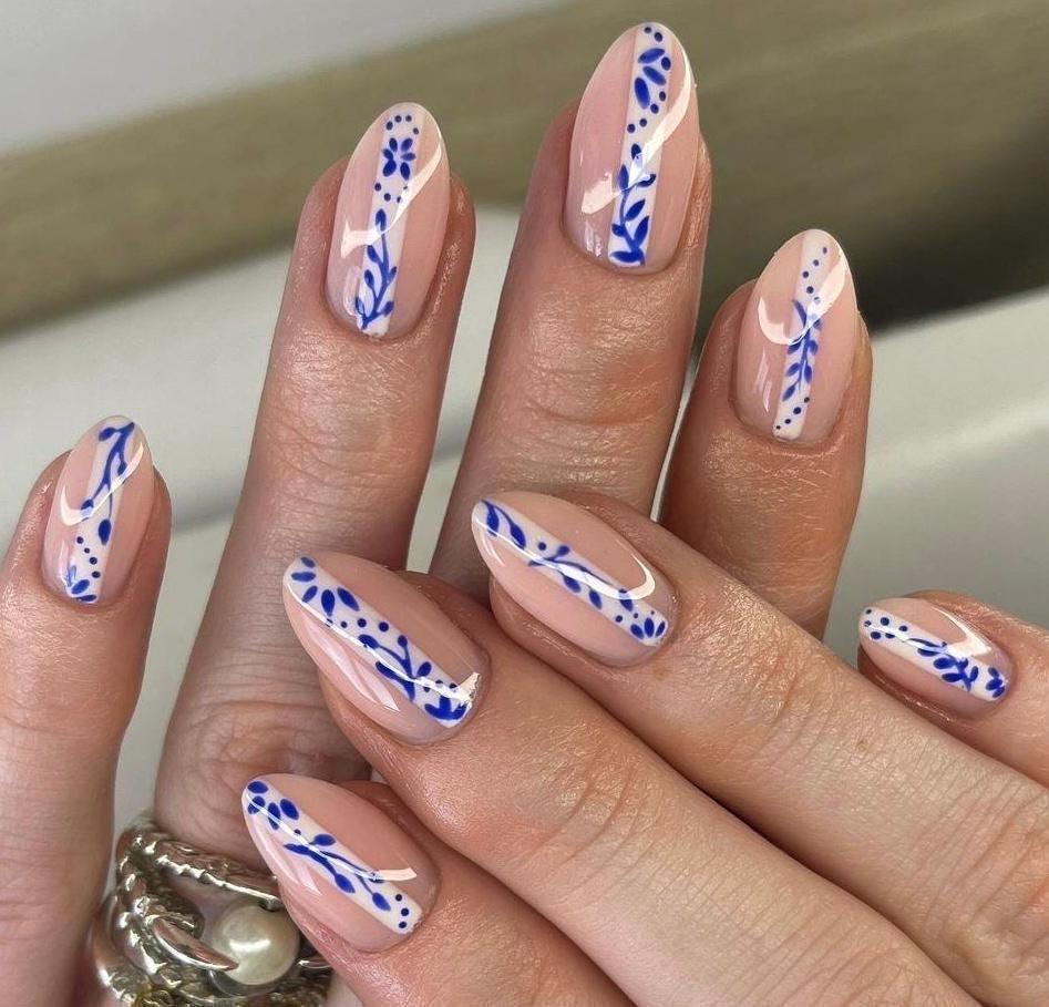 Handmade Press On Nails: Luxury, Almond Round Short, Hand Painted Custom, Gel