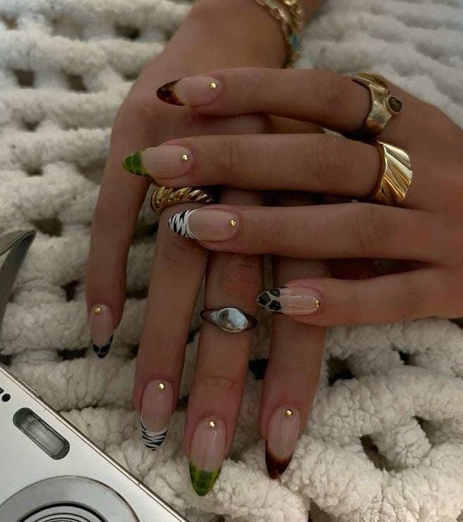 Handmade Press On Nails: Luxury, Almond Round Short, Hand Painted Custom, Gel