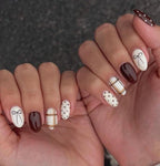 Handmade Press On Nails: Glue Ons, Almond Round Short, Hand Painted, Halloween Fall Dark