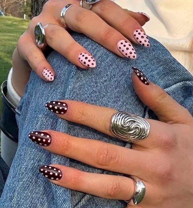 Handmade Press On Nails: Luxury, Almond Round Short, Hand Painted Custom, Gel