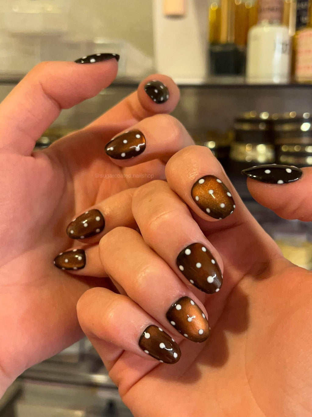 Handmade Press On Nails: Glue Ons, Almond Round Short, Hand Painted, Halloween Fall Dark