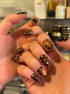Handmade Press On Nails: Glue Ons, Almond Round Short, Hand Painted, Halloween Fall Dark