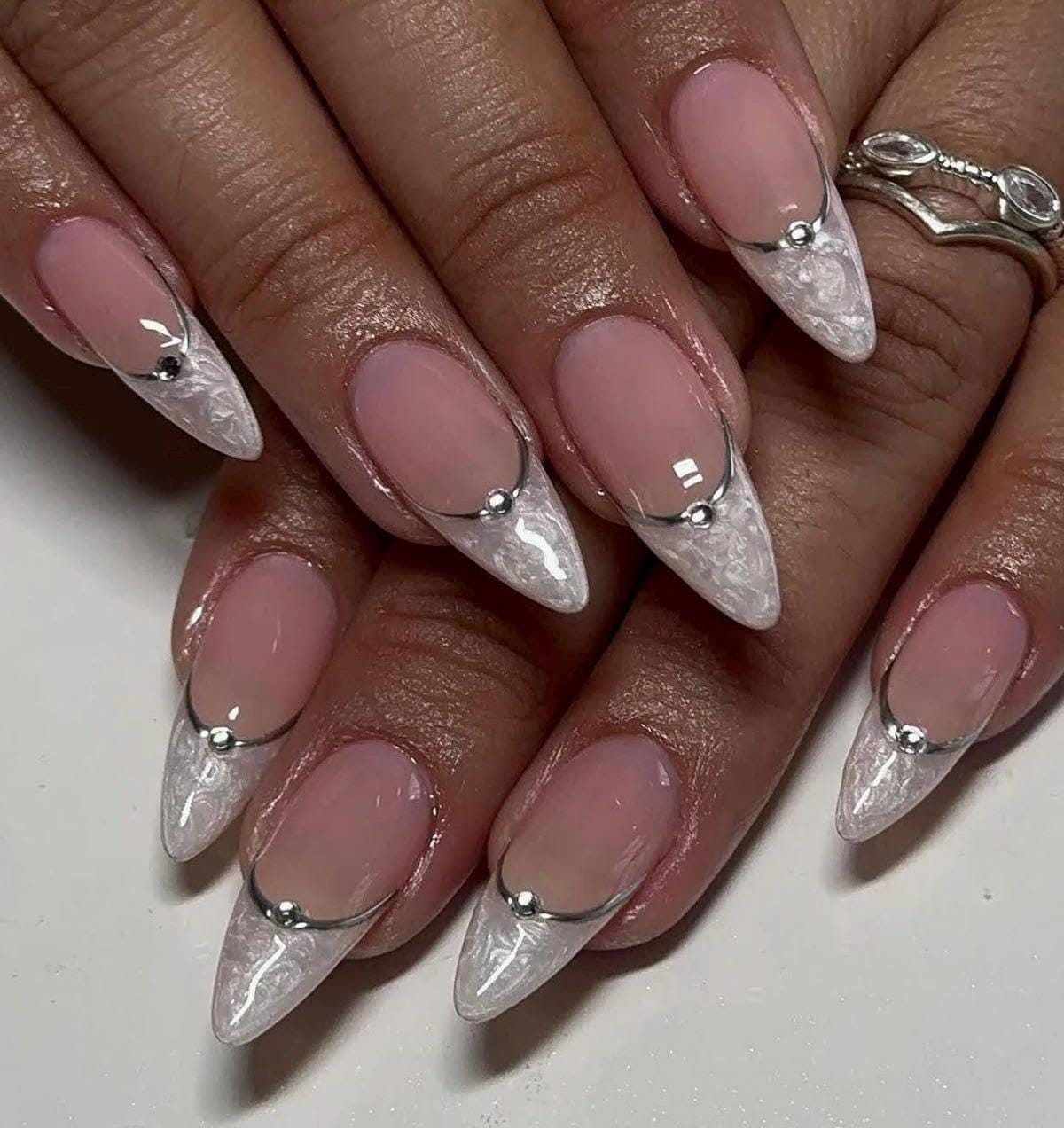 Handmade Press On Nails: Glue Ons, Gel, Almond Round Short, Xmas Winter Christmas