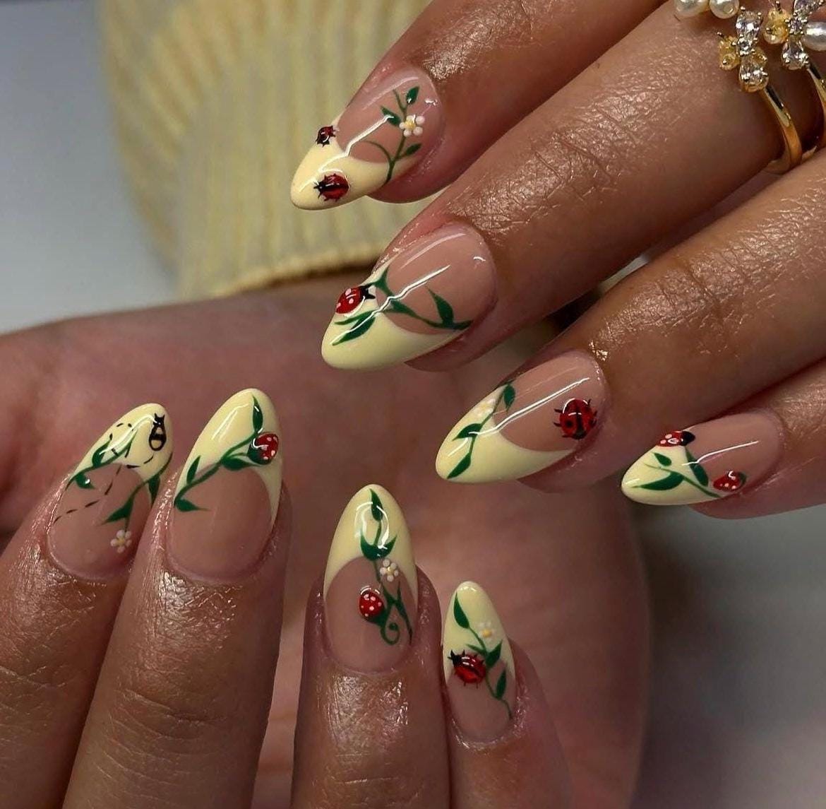 Handmade Press On Nails: Luxury, Almond Round Short, Hand Painted Custom, Gel