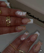 Handmade Press On Nails: Luxury, Almond Round Short, Hand Painted Custom, Gel