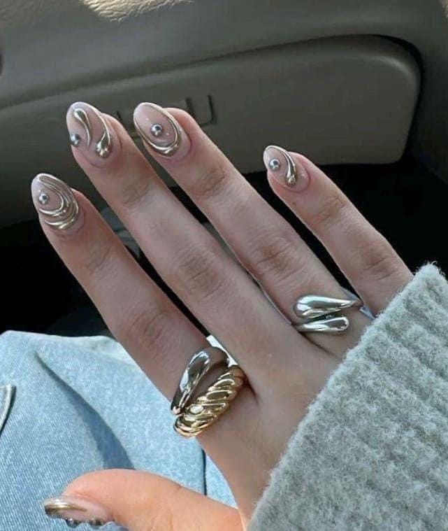 Handmade Press On Nails: Luxury, Almond Round Short, Hand Painted Custom, Gel