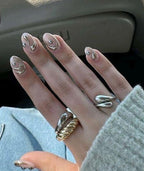 Handmade Press On Nails: Luxury, Almond Round Short, Hand Painted Custom, Gel