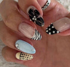 Handmade Press On Nails: Luxury, Almond Round Short, Hand Painted Custom, Gel