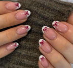 Handmade Press On Nails: Glue Ons, Gel, Almond Round Short, Xmas Winter Christmas