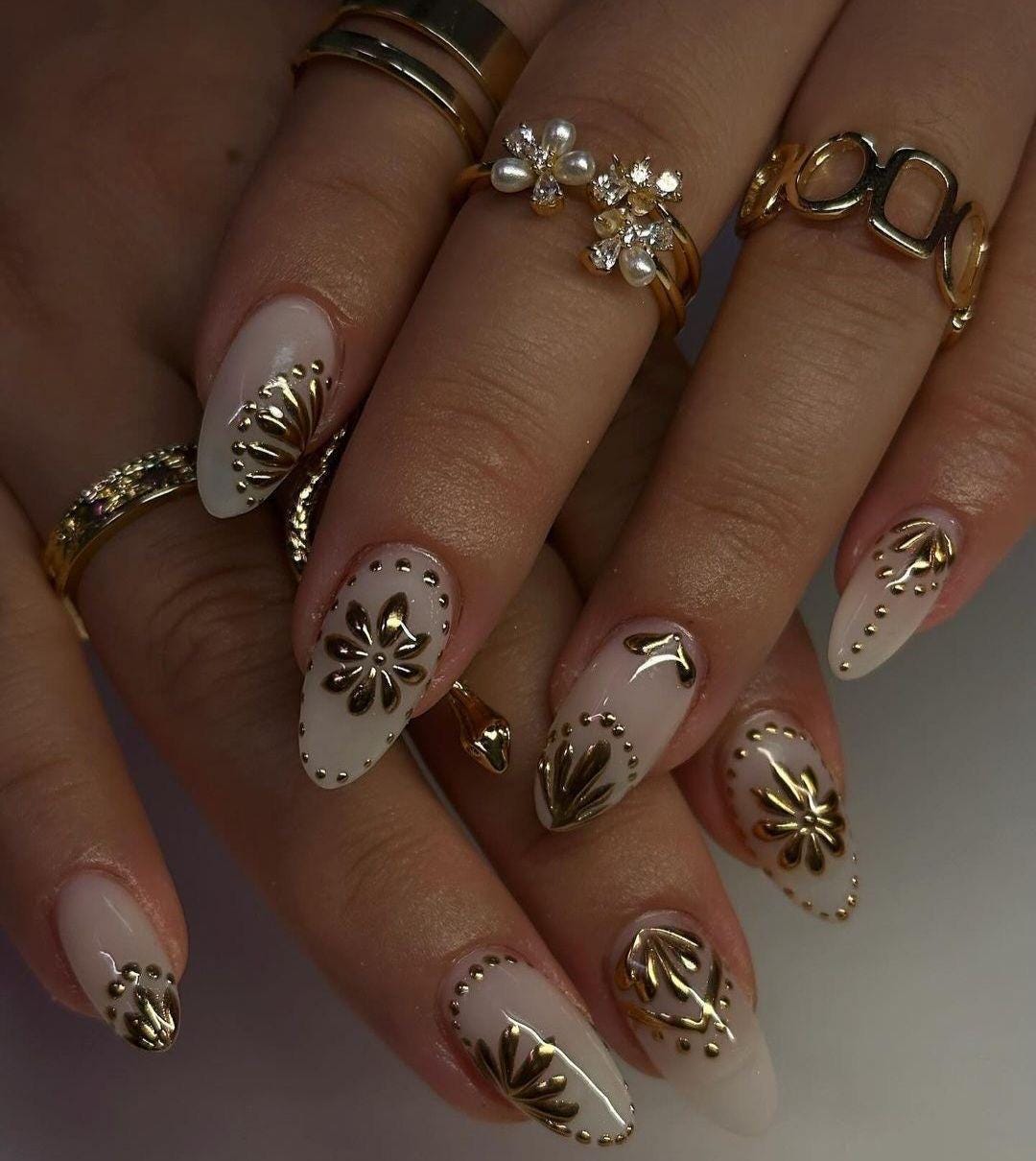Handmade Press On Nails: Luxury, Almond Round Short, Hand Painted Custom, Gel