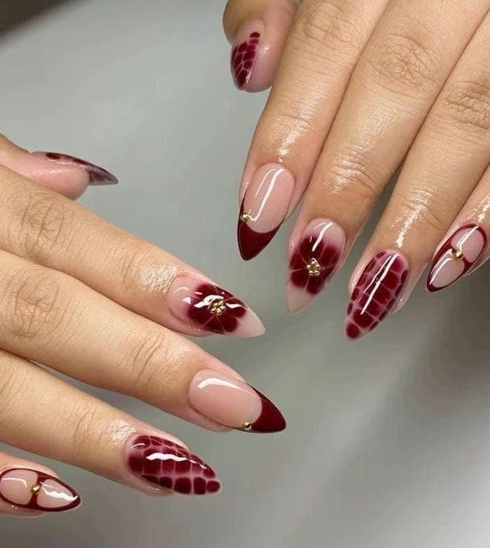 Handmade Press On Nails: Glue Ons, Almond Round Short, Hand Painted, Halloween Fall Dark