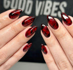 Handmade Press On Nails: Glue Ons, Almond Round Short, Hand Painted, Halloween Fall Dark