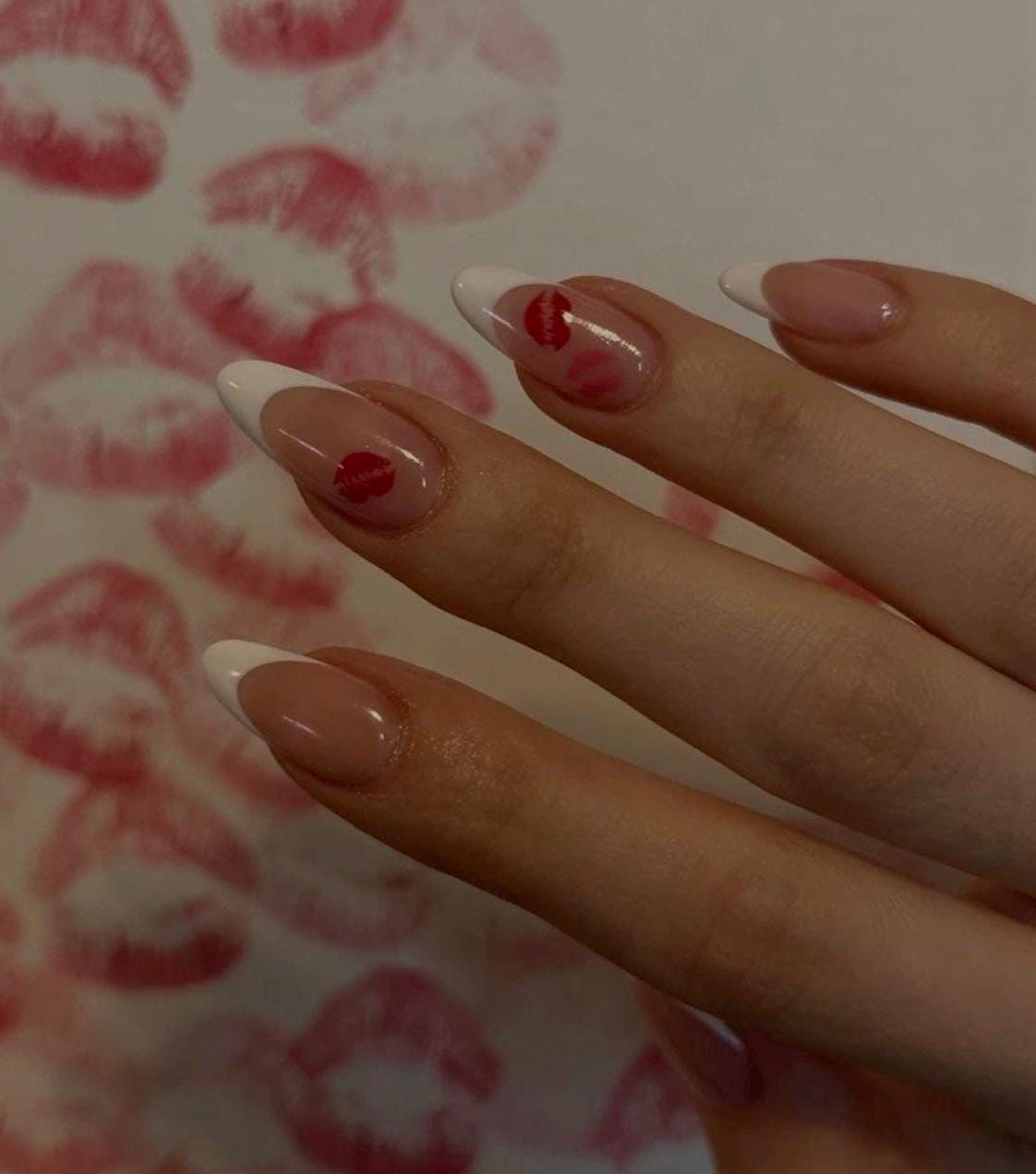 Handmade Press On Nails: Luxury, Almond Round Short, Hand Painted Custom, Valentines