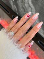 Handmade Press On Nails: Luxury, Almond Round Short, Hand Painted Custom, Valentines