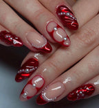 Handmade Press On Nails: Luxury, Almond Round Short, Hand Painted Custom, Valentines