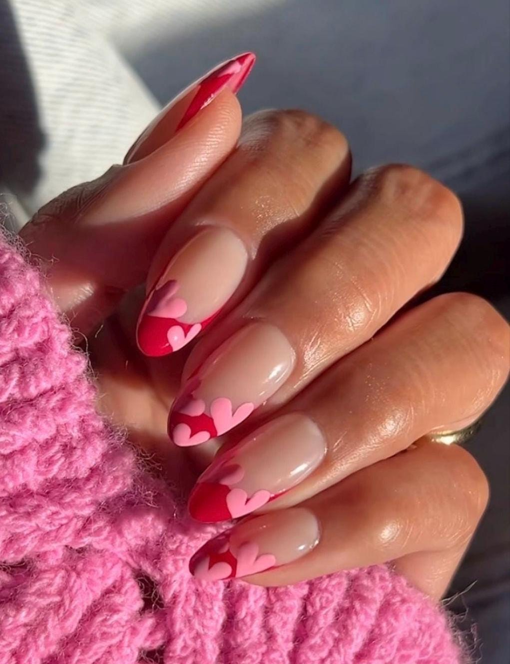 Handmade Press On Nails: Luxury, Almond Round Short, Hand Painted Custom, Valentines