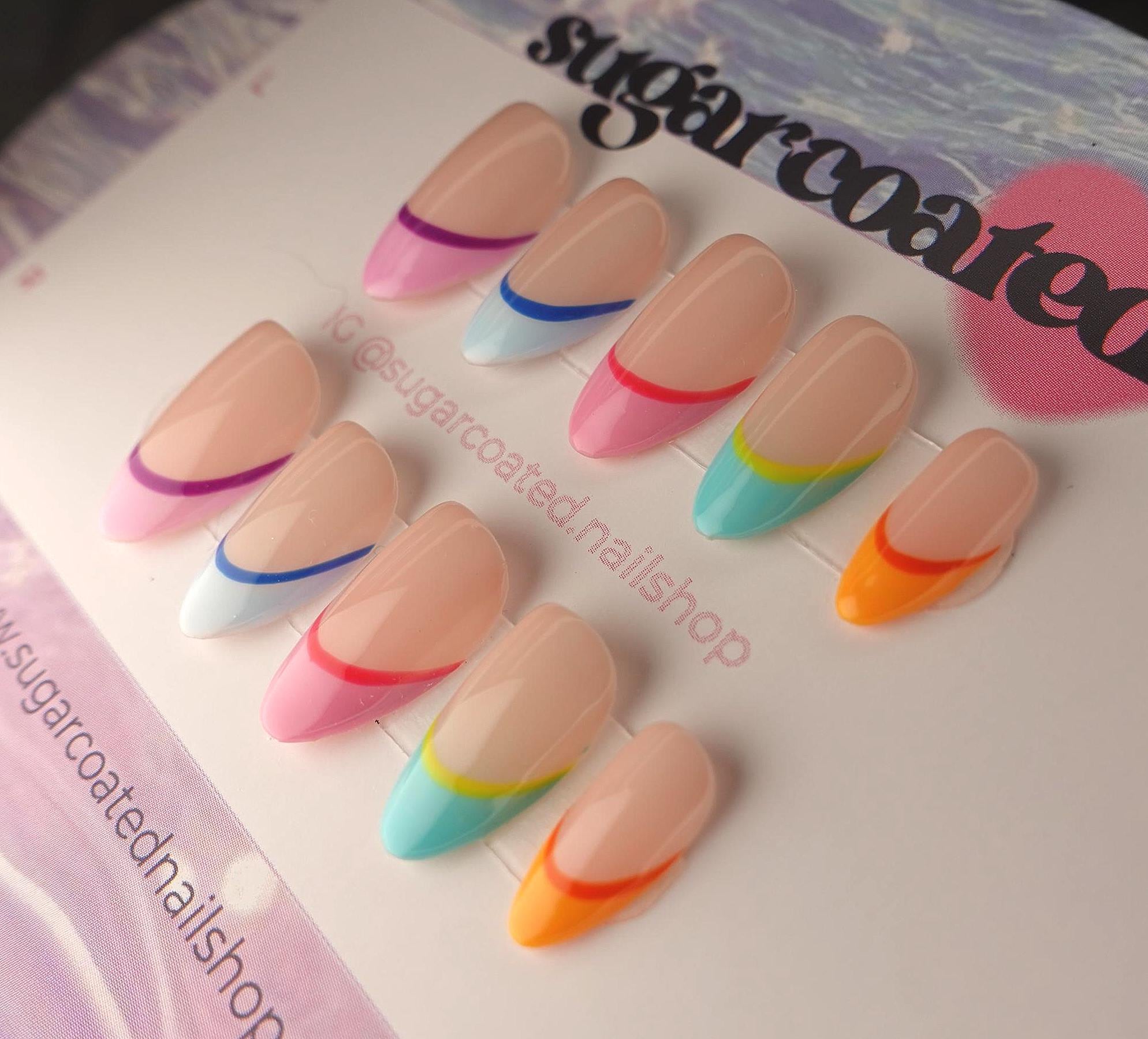 Handmade Press On Nails: Luxury, Almond Round Short, Hand Painted Custom, Gel