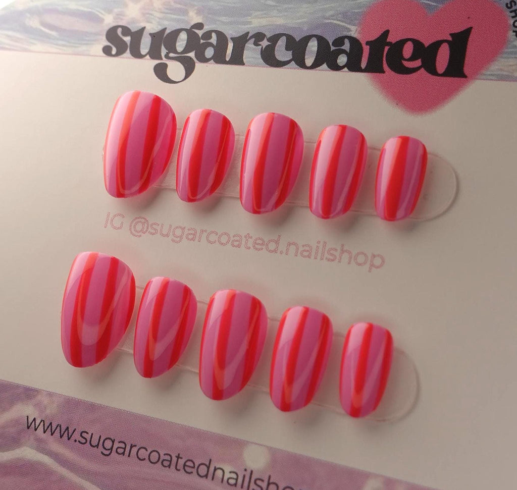 Handmade Press On Nails: Luxury, Almond Round Short, Hand Painted Custom, Gel