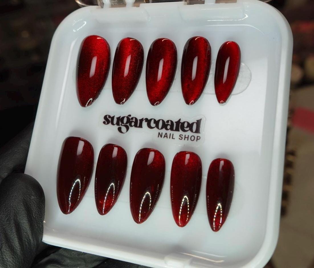 Handmade Press On Nails: Glue Ons, Almond Round Short, Hand Painted, Halloween Fall Dark