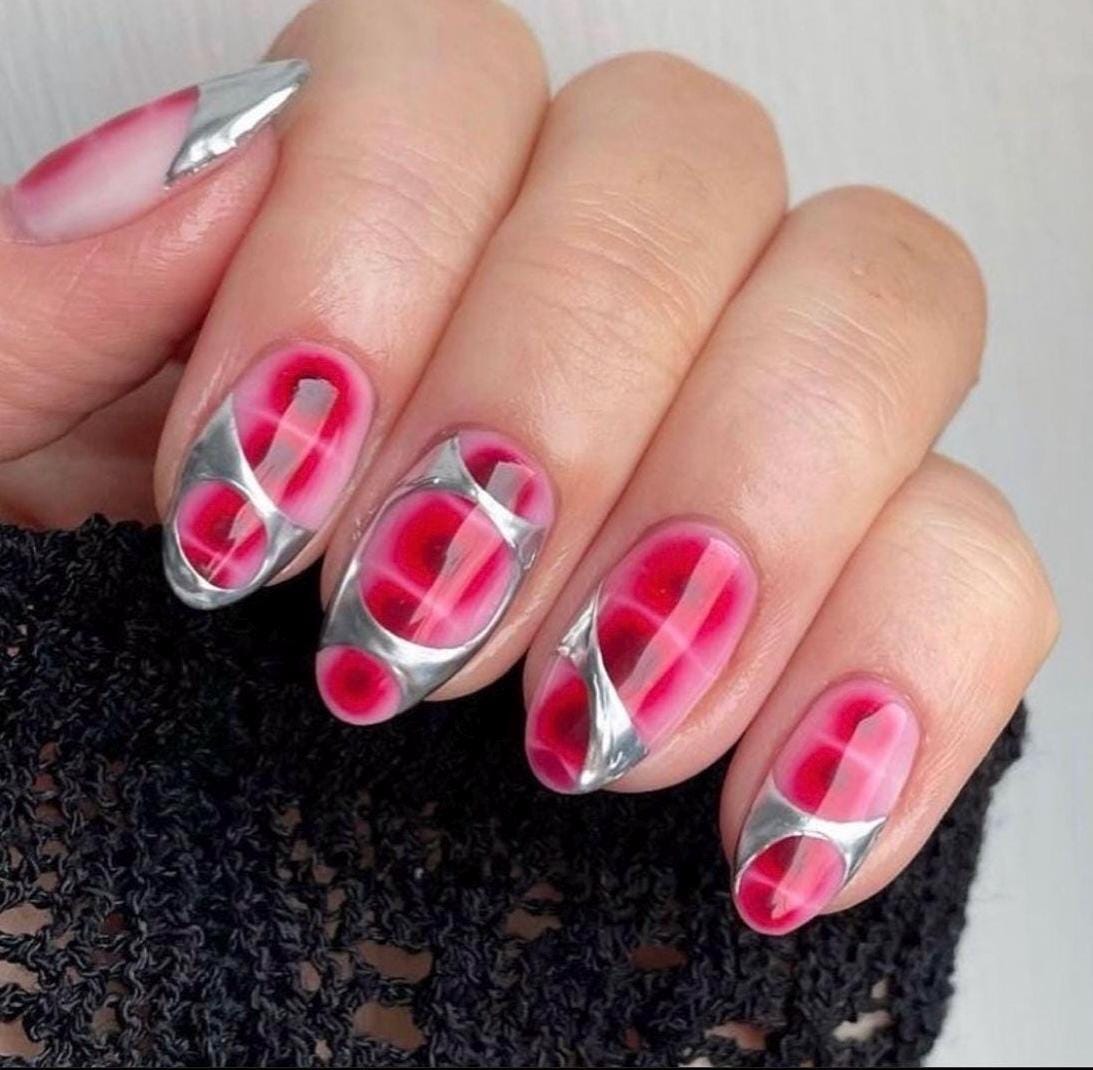 Handmade Press On Nails: Luxury, Almond Round Short, Hand Painted Custom, Valentines