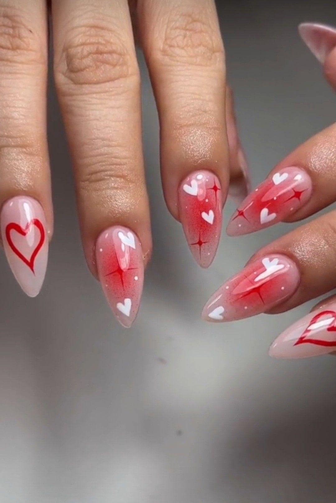 Handmade Press On Nails: Luxury, Almond Round Short, Hand Painted Custom, Valentines