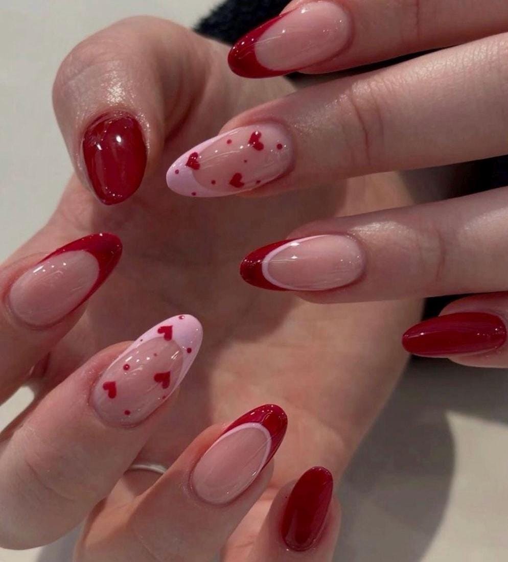 Handmade Press On Nails: Luxury, Almond Round Short, Hand Painted Custom, Valentines